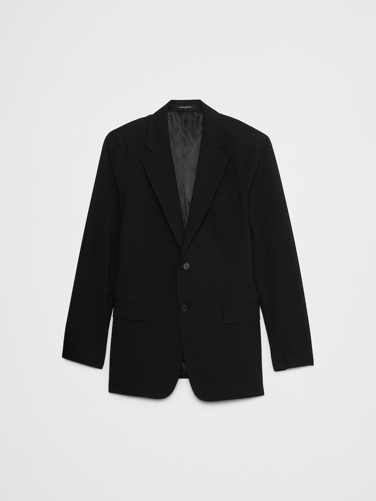 Tailored-Fit Plain Weave Suit Jacket