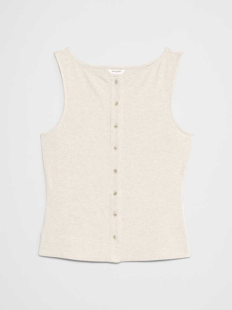 Ribbed Button-Up Tank