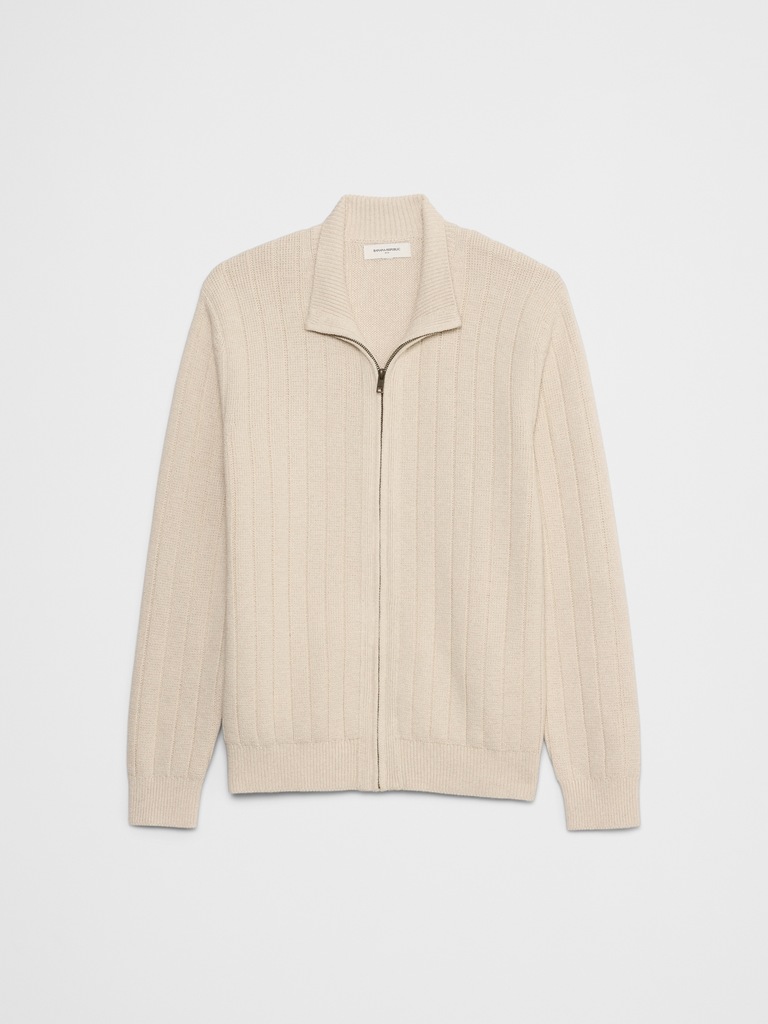 Wide-Ribbed Sweater Jacket