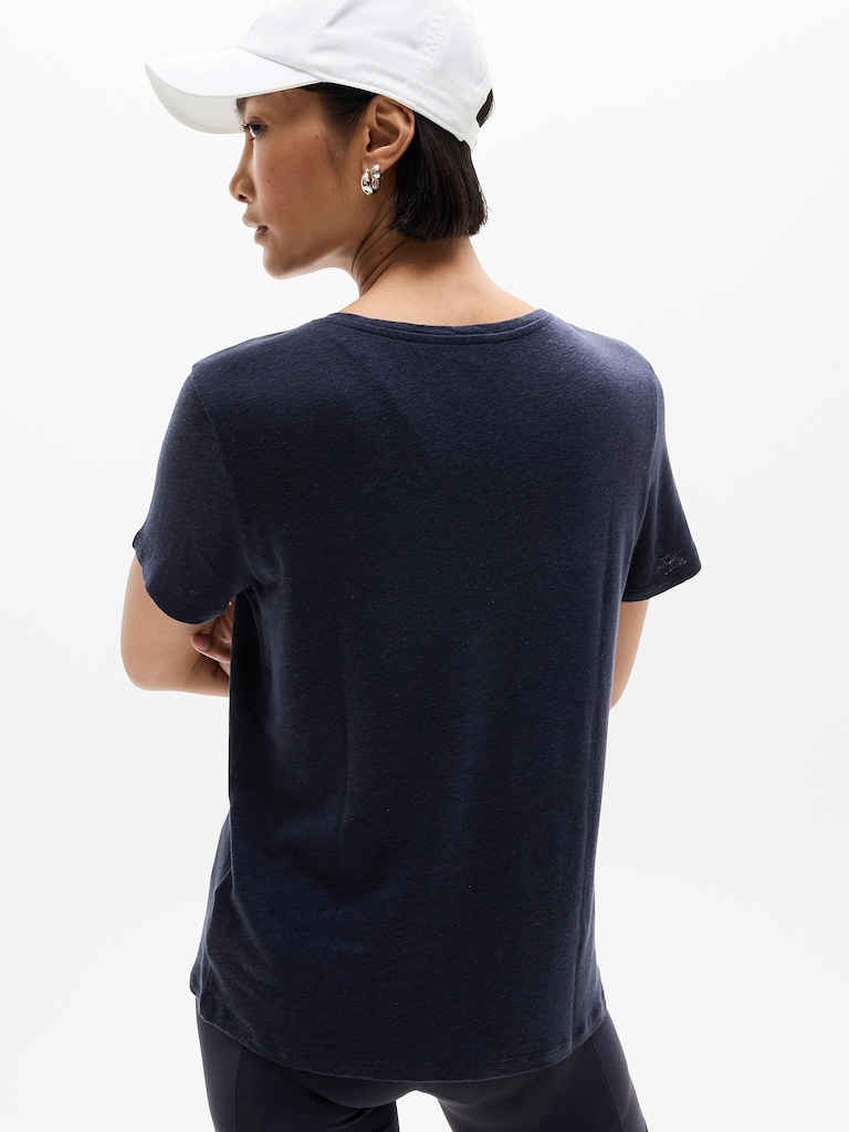Getaway Linen Blend V-Neck Tee