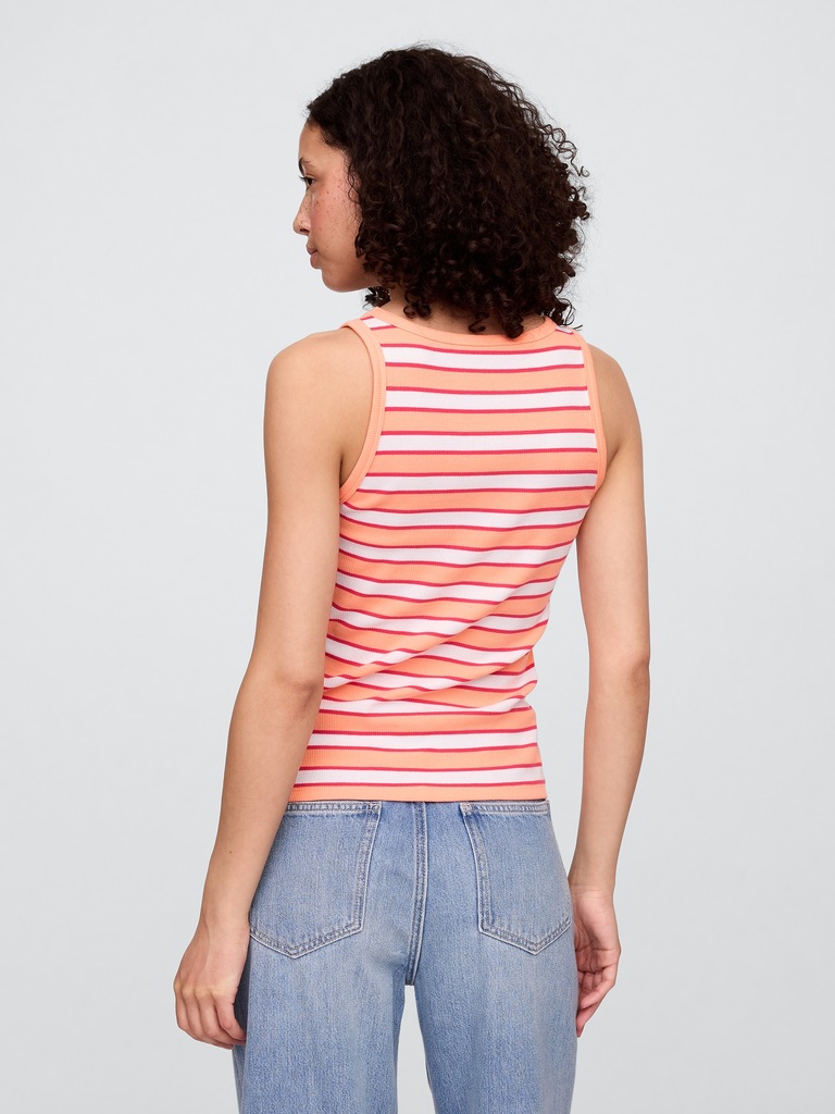 Ribbed Stripe Scoopneck Tank Top