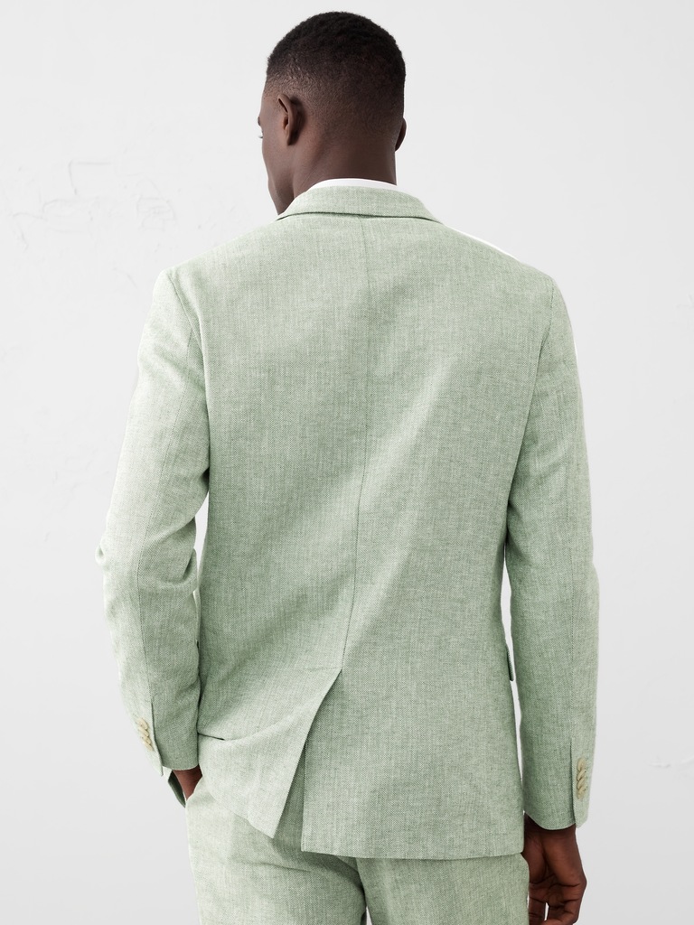 Tailored-Fit Linen-Blend Herringbone Suit Jacket