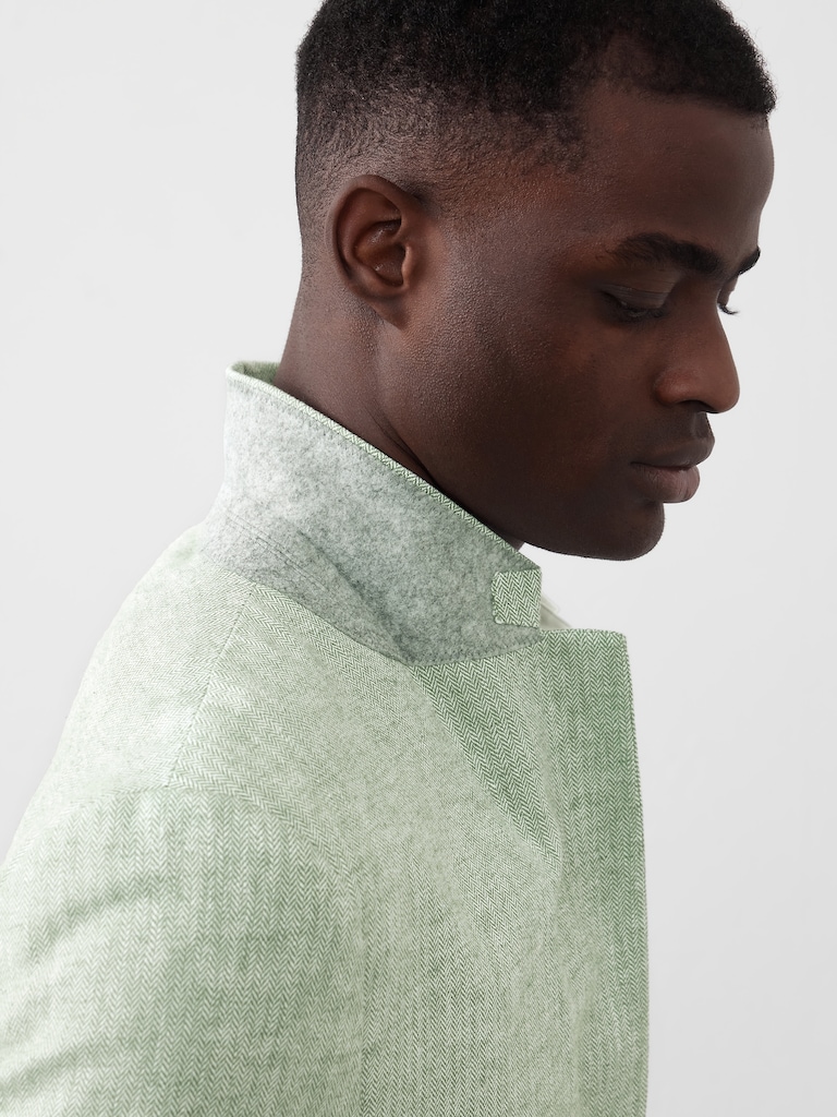 Tailored-Fit Linen-Blend Herringbone Suit Jacket