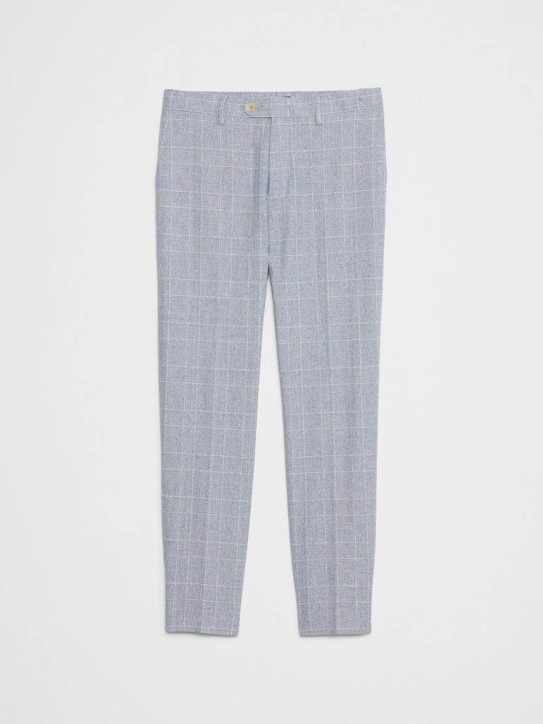 Linen-Blend Glen Plaid Suit Trouser