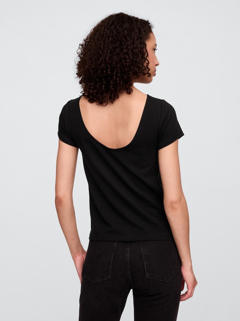 Boatneck Open-Back T-Shirt