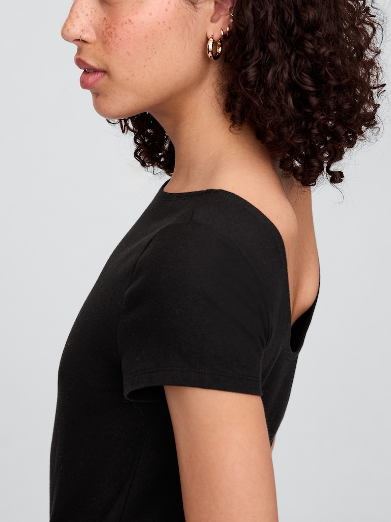 Boatneck Open-Back T-Shirt