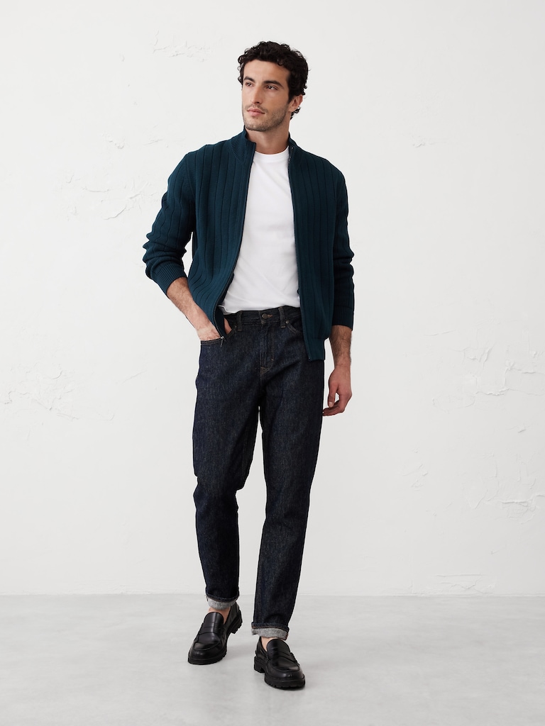 Wide-Ribbed Sweater Jacket