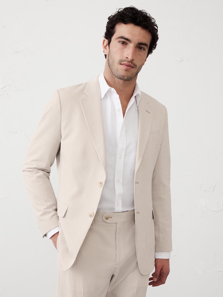 Tailored-Fit Seersucker Suit Jacket
