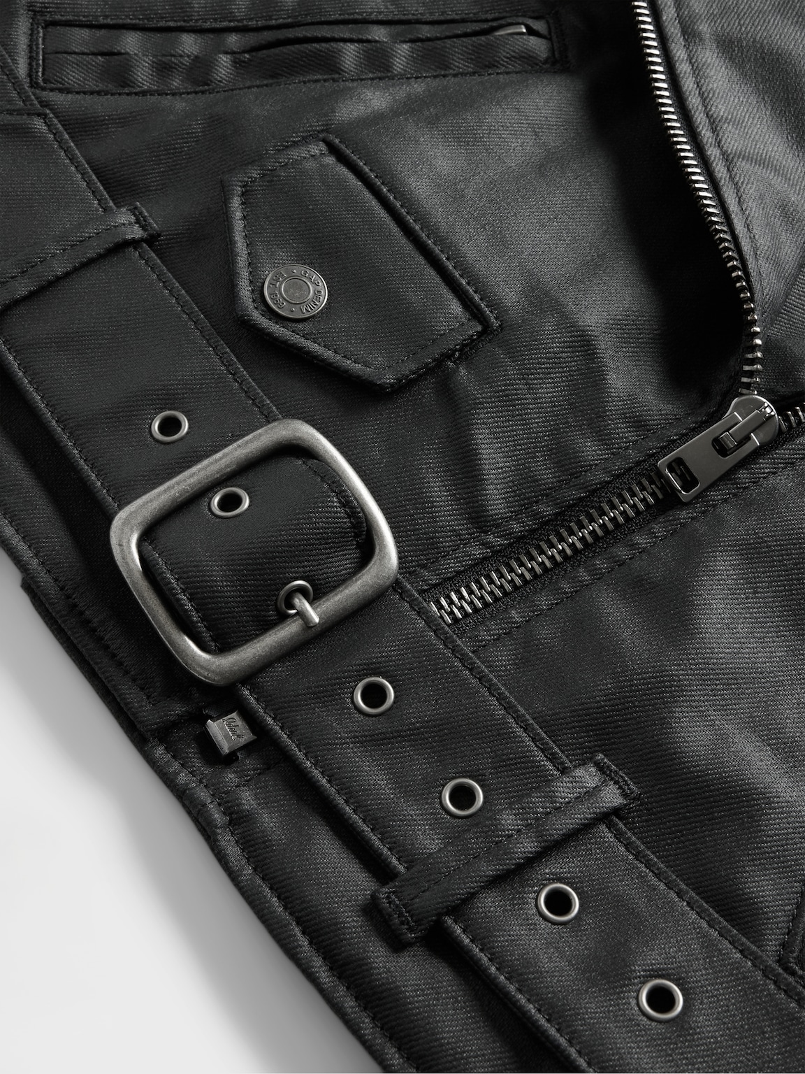 GapStudio Coated Denim Crop Moto Jacket