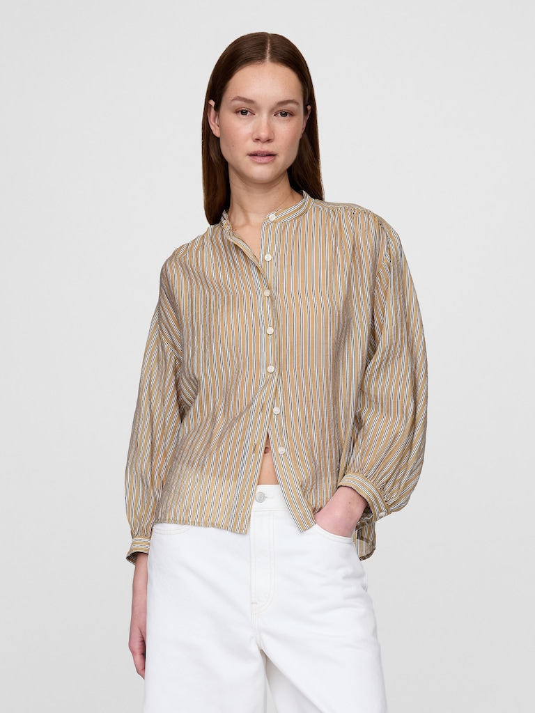 Sheer Button-Front Shirt