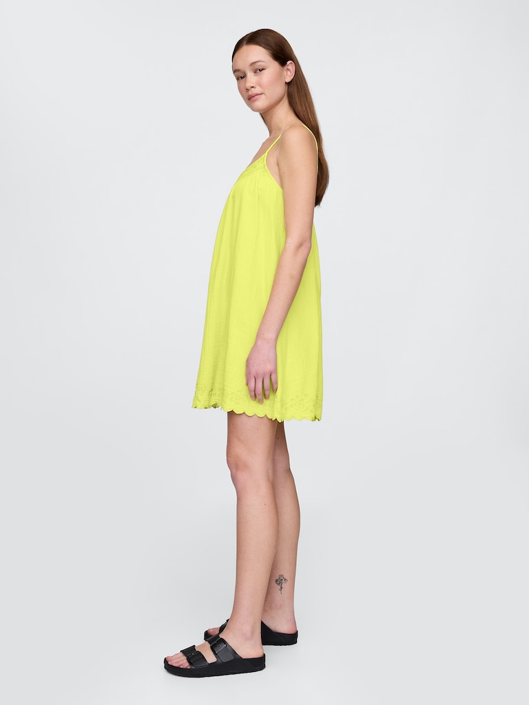 Cotton Gauze Embroidered Swing Dress