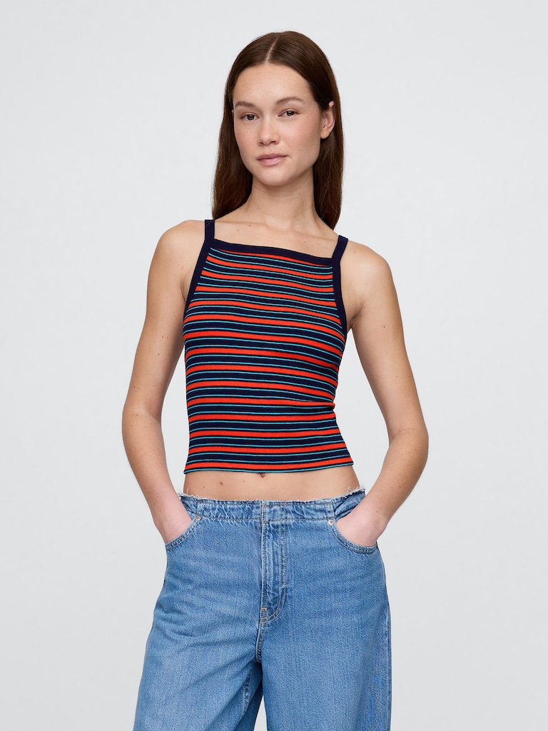 Modern Apron-Neck Crop Tank Top