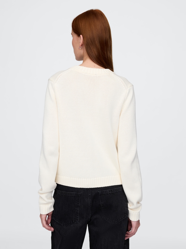 100% Cotton Crewneck Cardigan