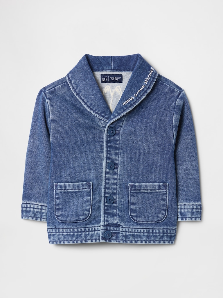 Baby Peter Rabbit™ Knit Denim Shawl Cardigan