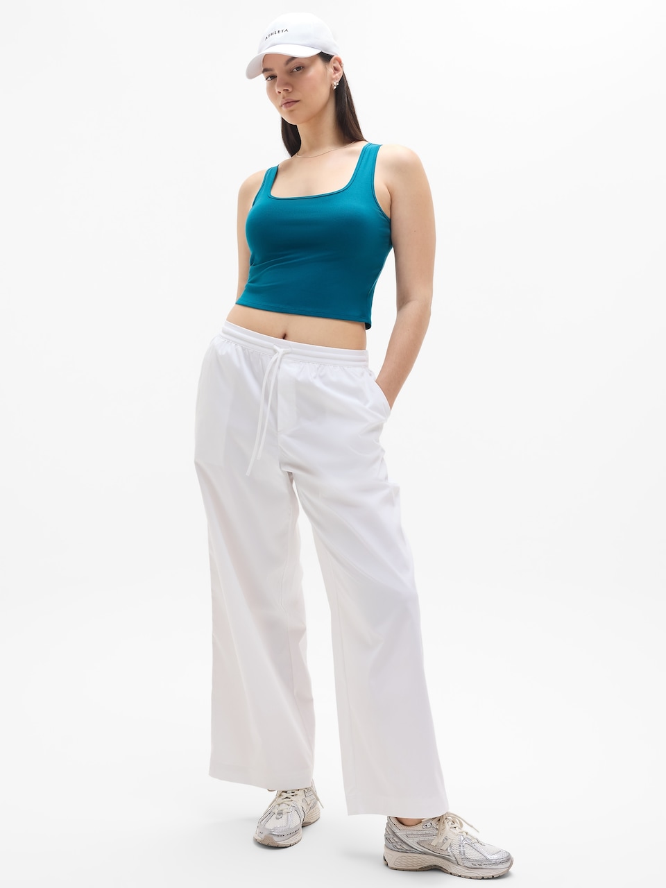Signature Rib Square Neck Crop Tank