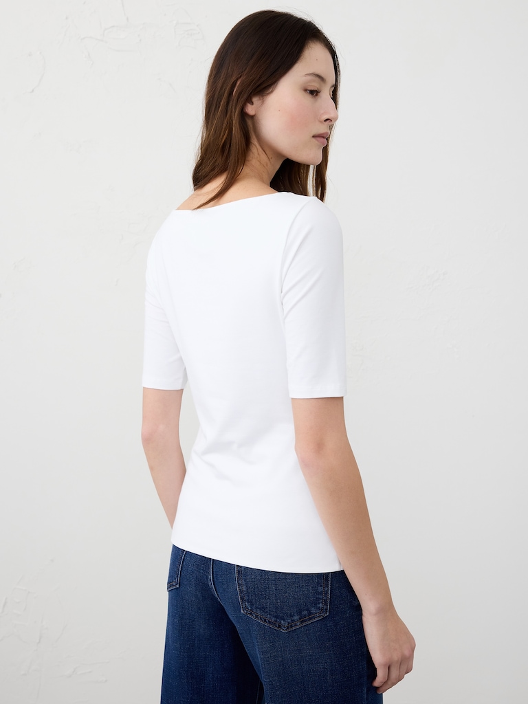 Soft Stretch Elbow-Sleeve Top