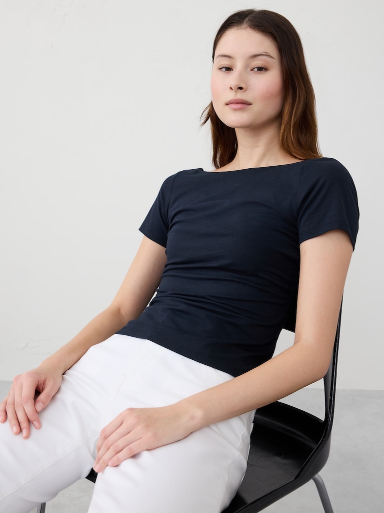 Soft Stretch Open-Back Top