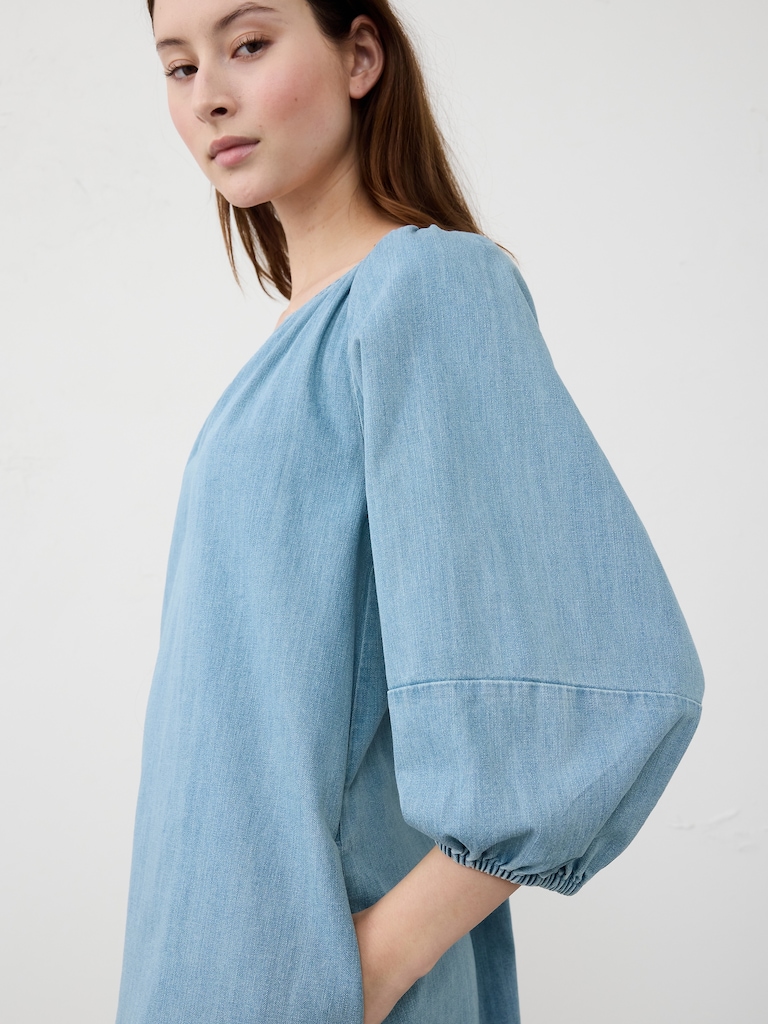 Puff-Sleeve Mini Dress