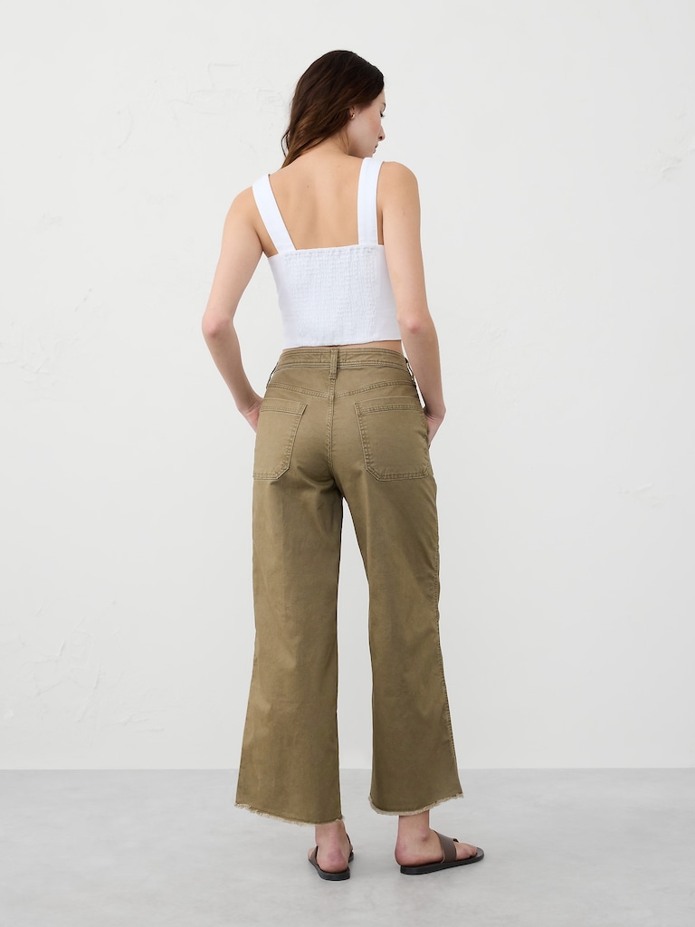 Wide-Leg High-Rise Cropped Chino