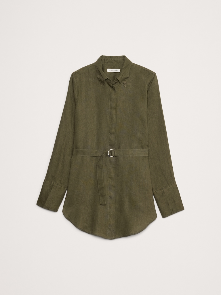 Linen Belted Tunic Shirt