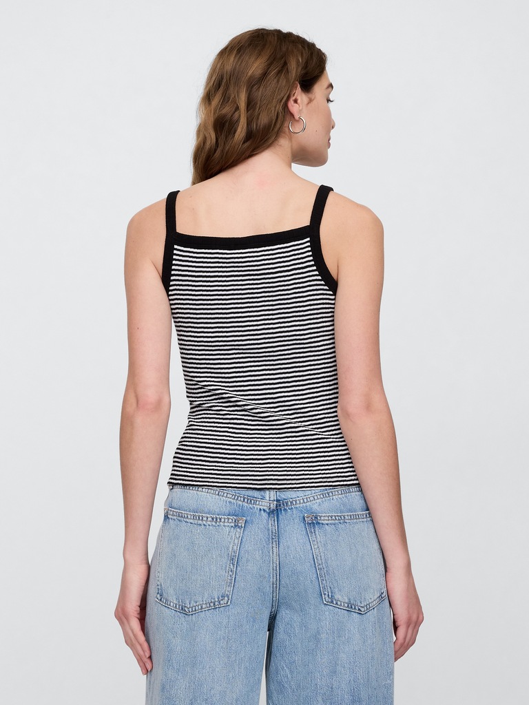 Ribbed Stripe Squareneck Tank Top