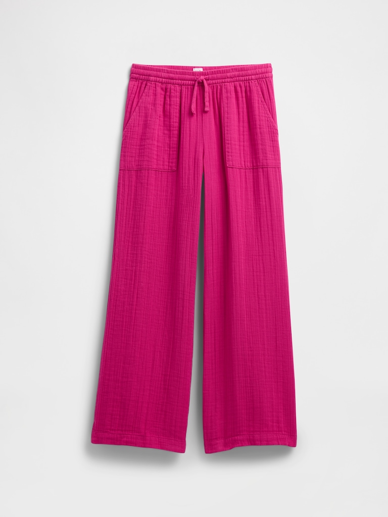 Kids Pull-On Wide-Leg Gauze Pants