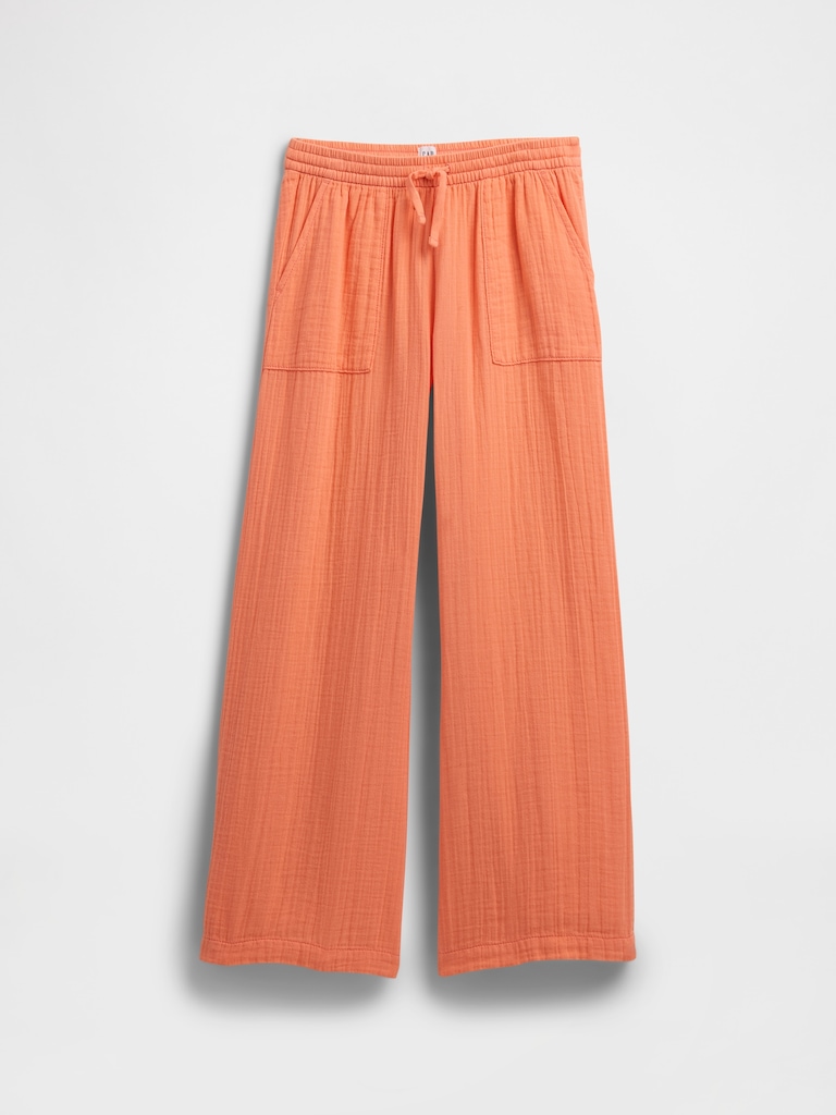 Kids Pull-On Wide-Leg Gauze Pants