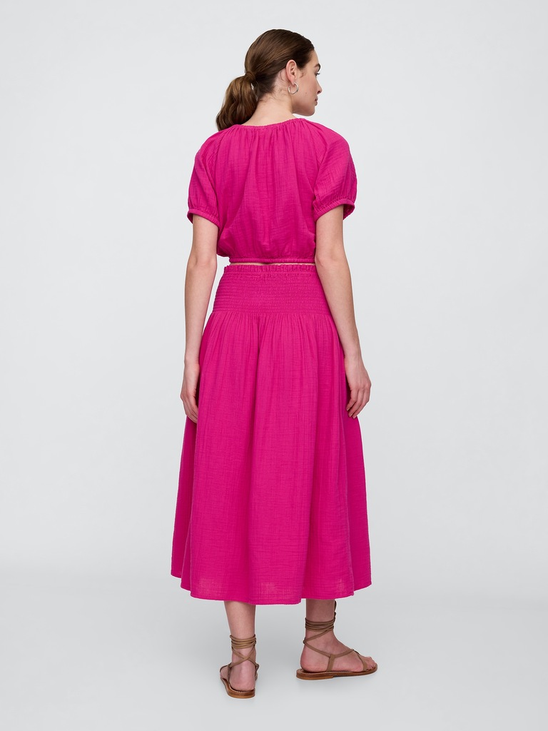 Smocked Gauze Maxi Skirt