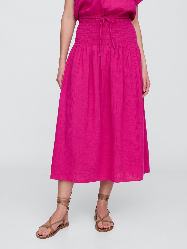 Smocked Gauze Maxi Skirt