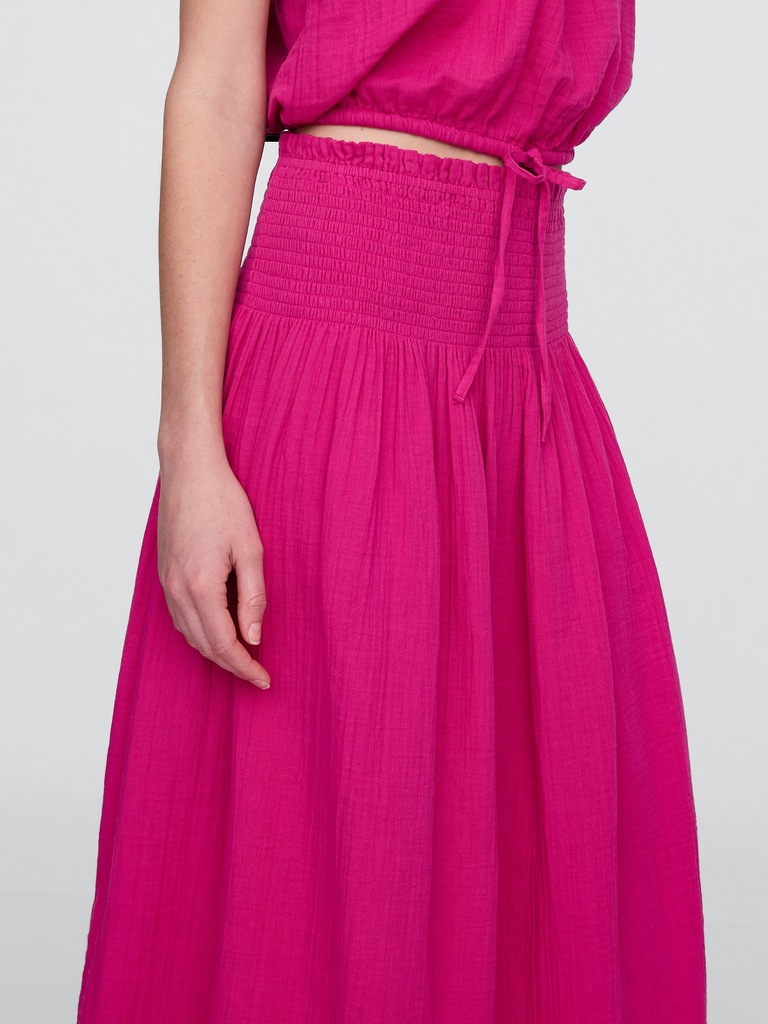 Smocked Gauze Maxi Skirt