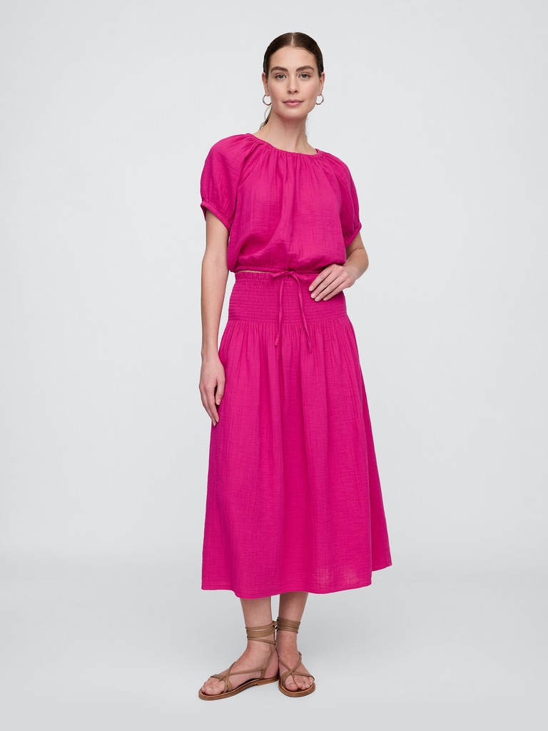 Relaxed Gauze Tie-Hem Top