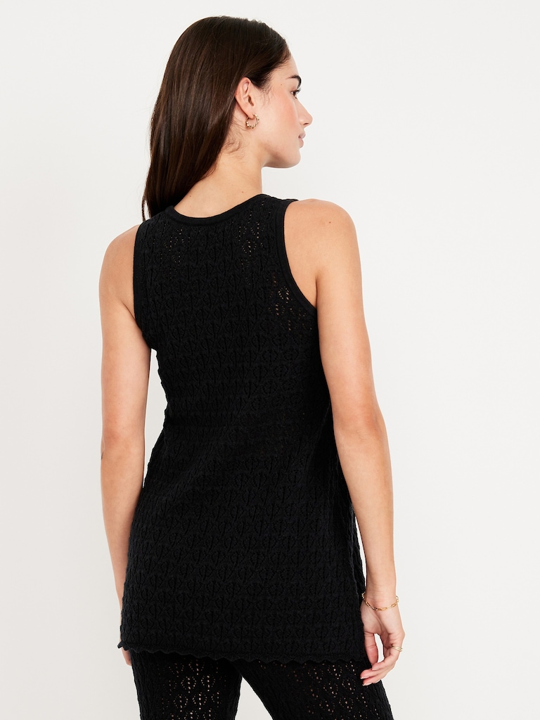 Sleeveless Crochet Tunic Sweater