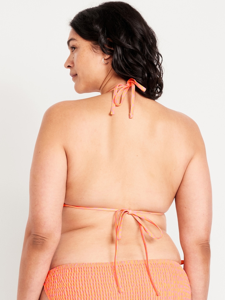 Textured Triangle String Bikini Swim Top