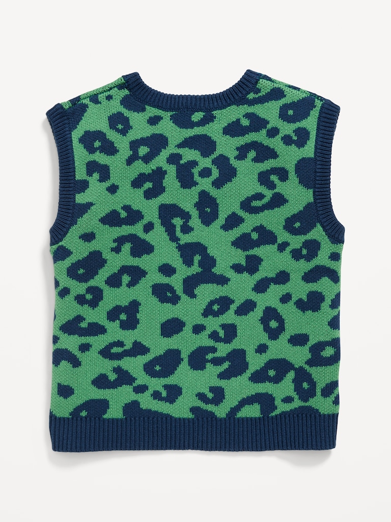Printed Oversized Sweater Vest for Toddler Boys