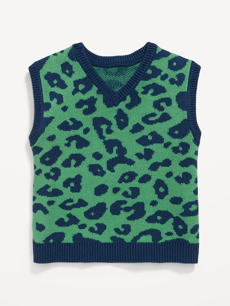 Printed Oversized Sweater Vest for Toddler Boys