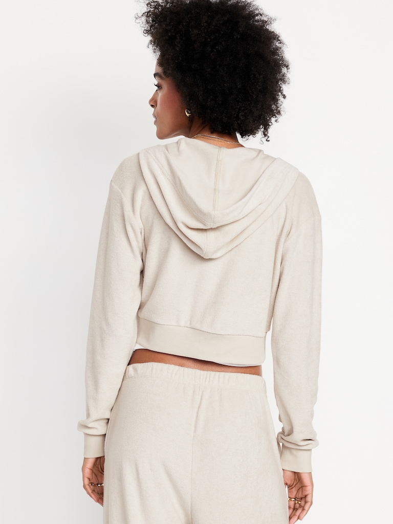 Cropped Terry Zip Hoodie