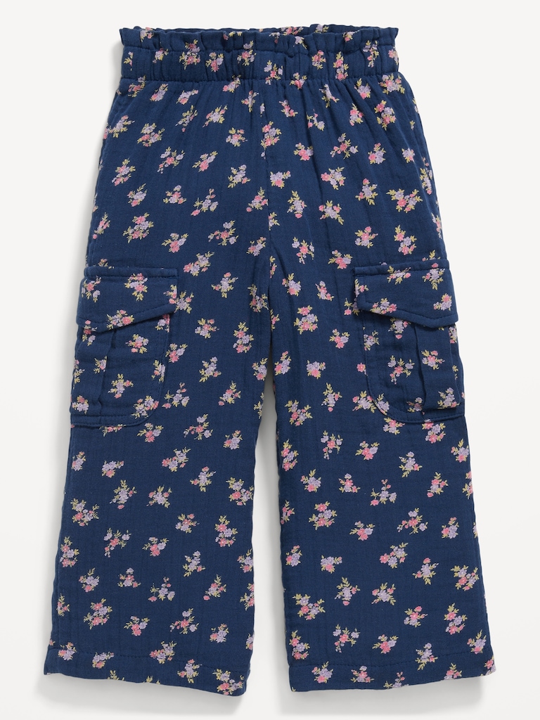Double-Weave Wide-Leg Cargo Pants for Toddler Girls