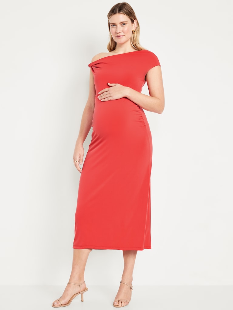 The Occasion by Old Navy Maternity Asymmetrical Shoulder Maxi Dress