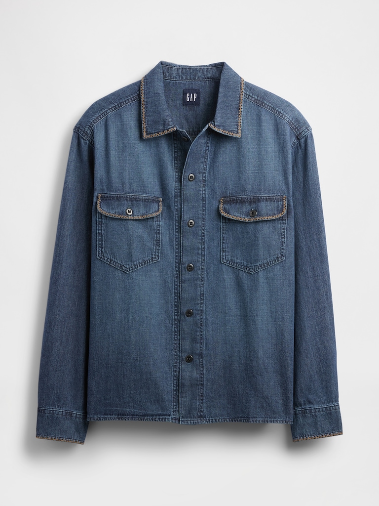 Embroidered Denim Shirt