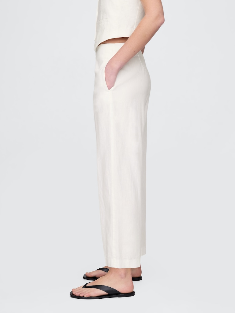 Linen-Blend Relaxed Straight Ankle Pants