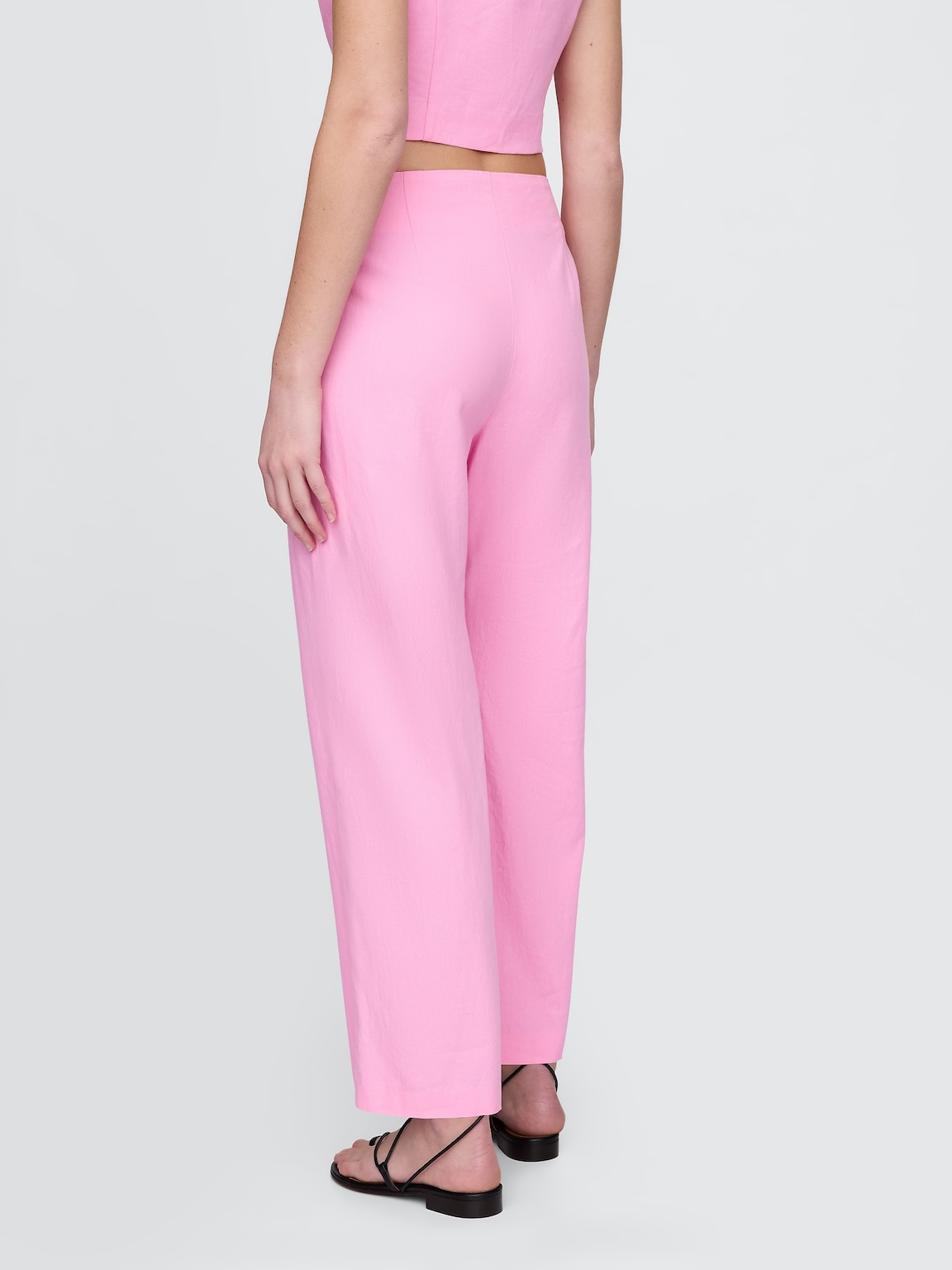 Linen-Blend Relaxed Straight Ankle Pants