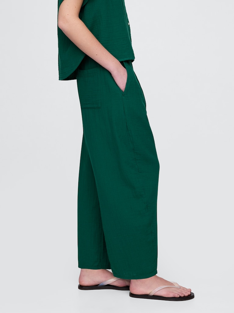 Cotton Gauze Easy Barrel Pants