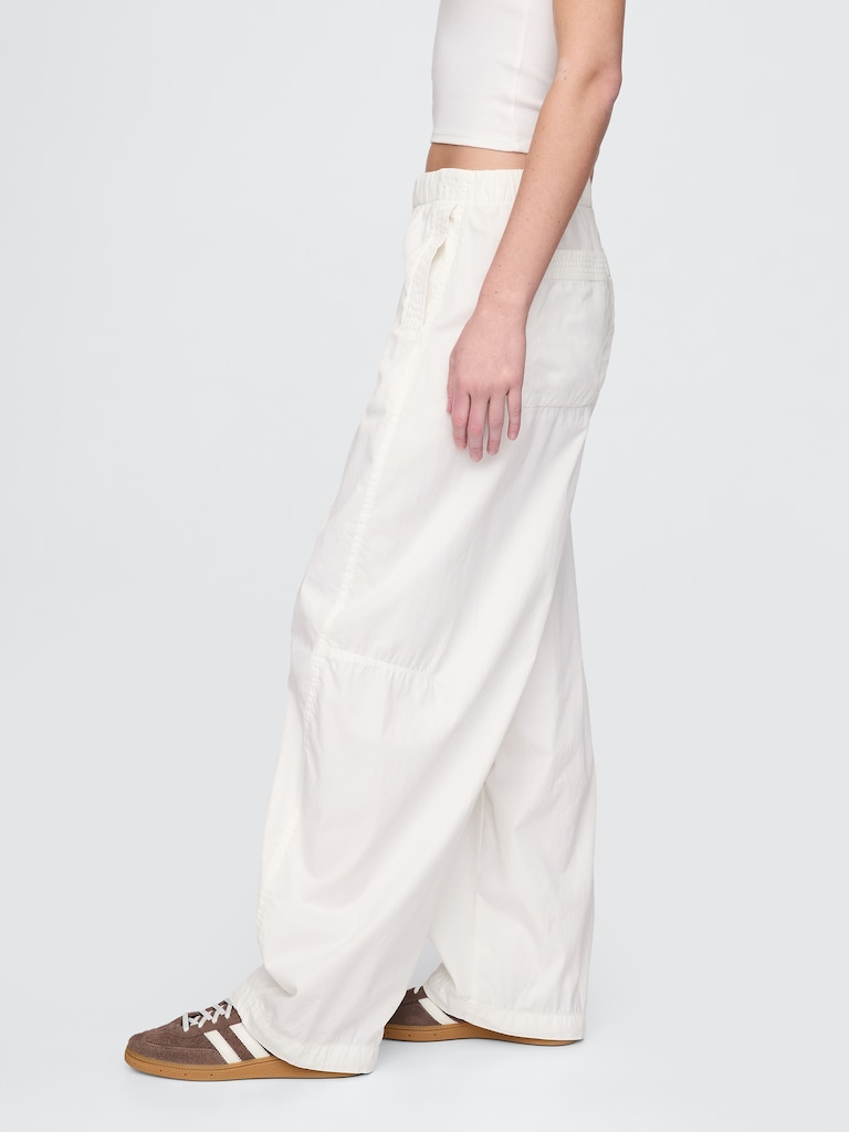 Mid Rise Barrel Parachute Pants