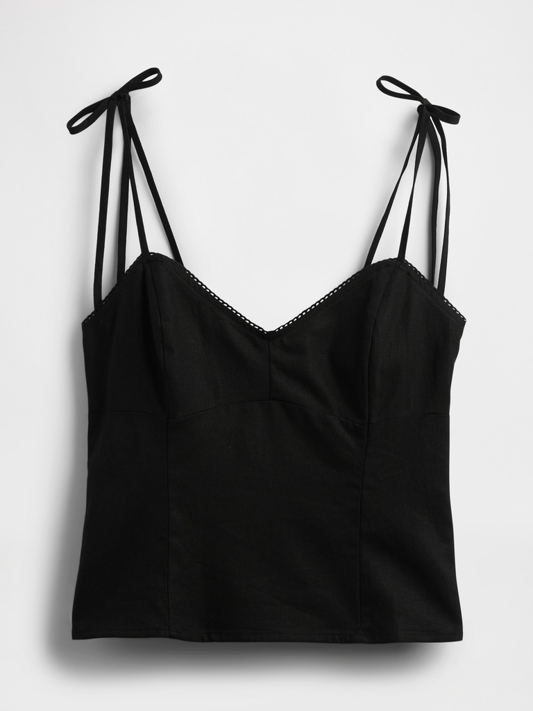 Linen-Blend Tie-Strap Cami