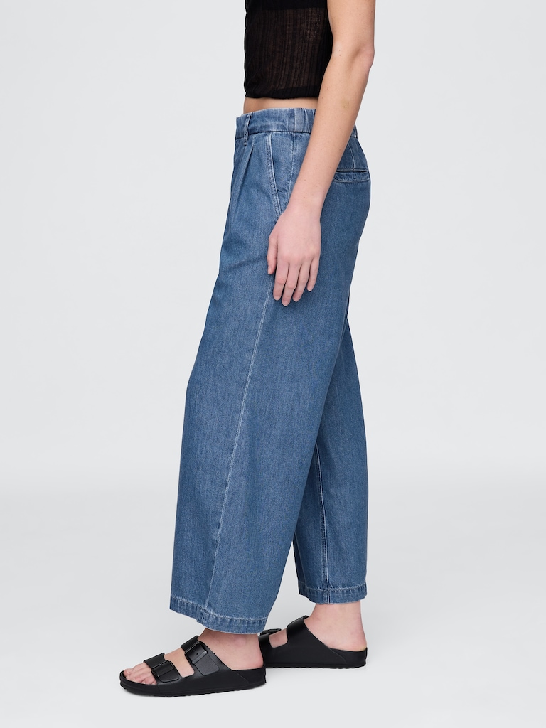 365 High Rise UltraSoft Denim Pleated Ankle Trousers