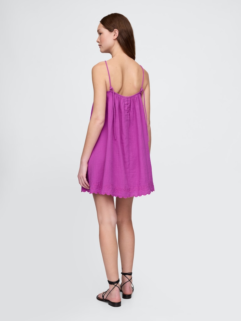 Cotton Gauze Embroidered Swing Dress