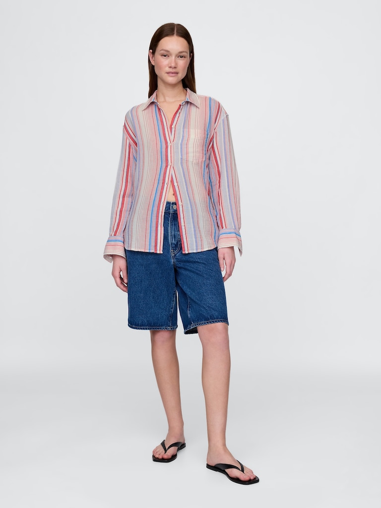Cotton Gauze Button-Down Shirt