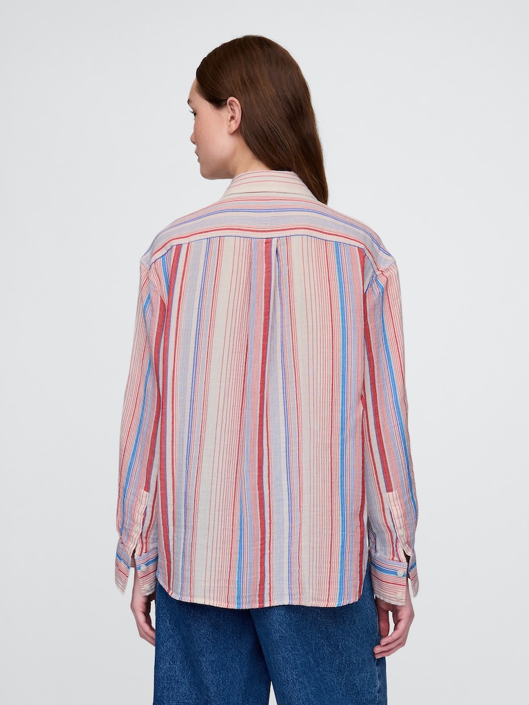 Cotton Gauze Button-Down Shirt