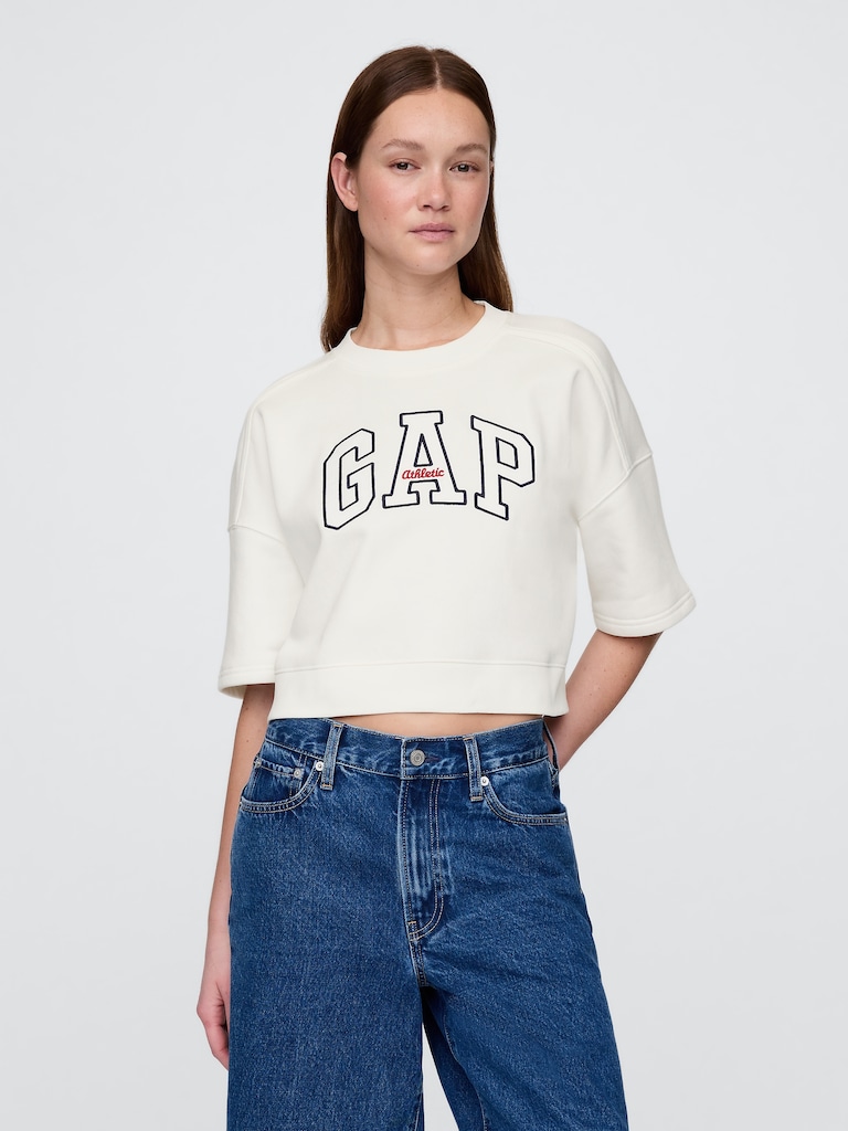 VintageSoft Elbow-Sleeve Crop Sweatshirt
