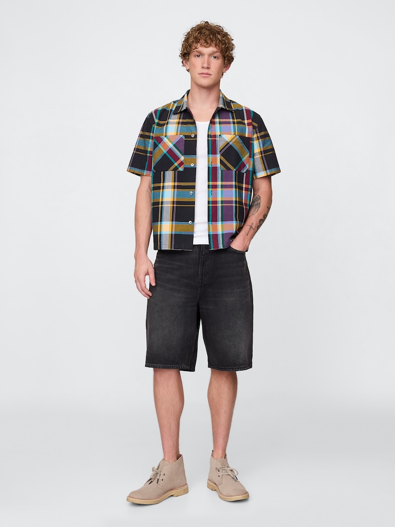 Mixed Plaid Oxford Shirt